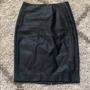 Black Midi Leather Skirt